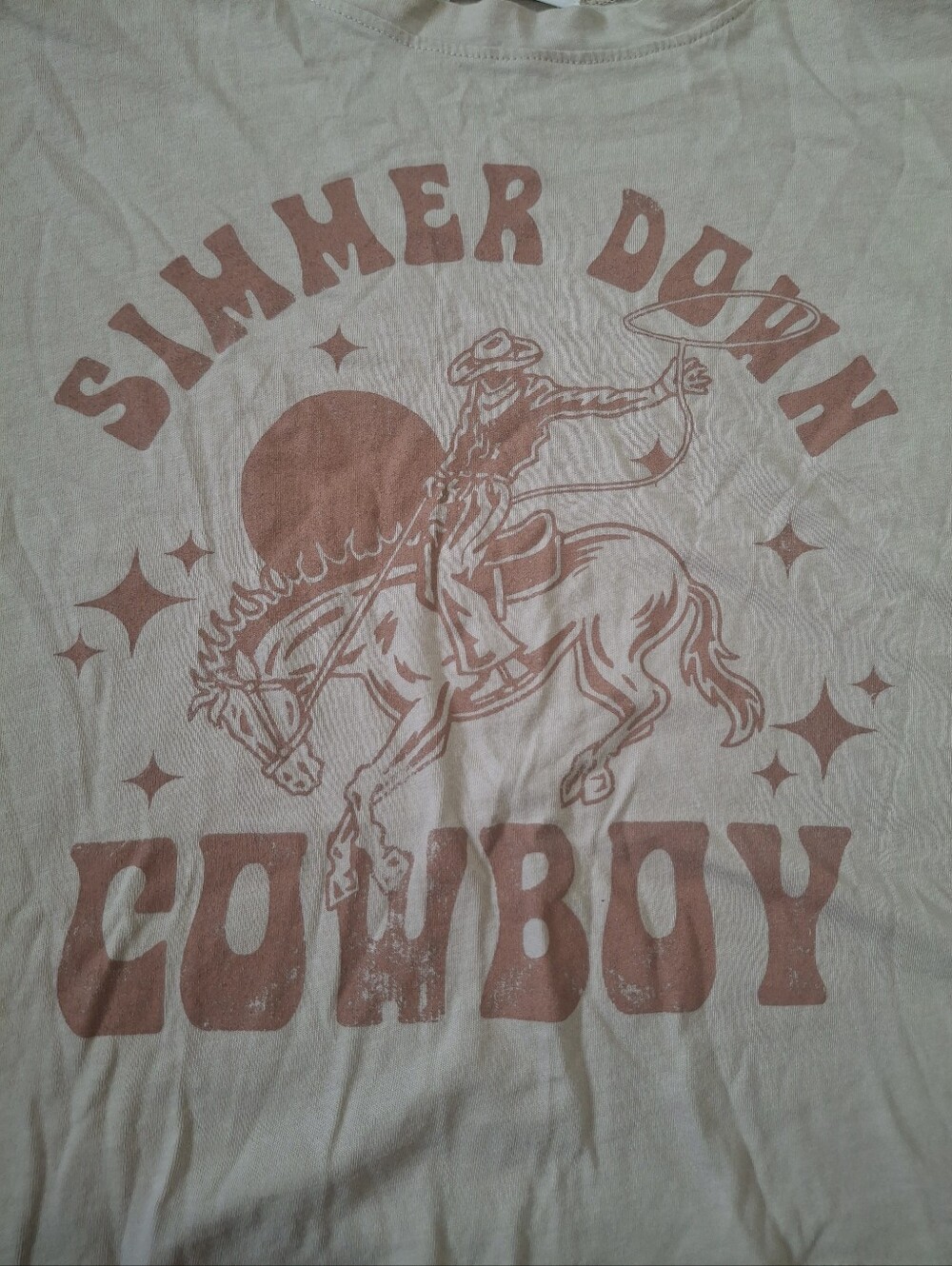 Retro 'Simmer Down Cowboy' Graphic Crop Top